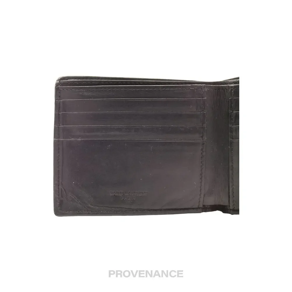 🔴 Saint Laurent Paris SLP Bifold Wallet - Black Leather